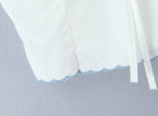 Wave Edged White Camis Sexy Bow V Neck Cotton Slim Crop Top
