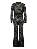 See Through Lace Set With Long Sleeve Top And Pants