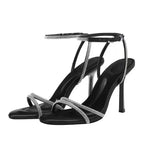 Open Toe Luxury Heels With Buckle Straps