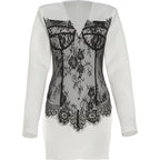 Lace Patchwork Mini Dress With Contrast Details