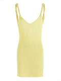 Butter Yellow Beach Cover Up Dress With V Neck Straps Sleeveless