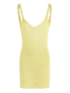 Butter Yellow Beach Cover Up Dress With V Neck Straps Sleeveless