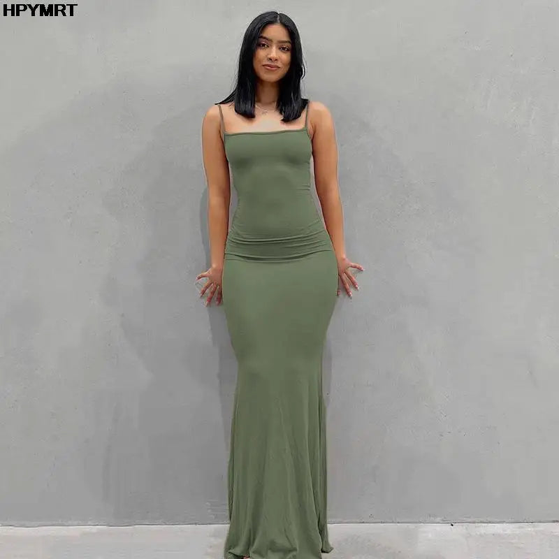 Women's Satin Sleeveless Backless Slim Maxi Dress