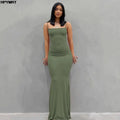 Women's Satin Sleeveless Backless Slim Maxi Dress