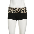Leopard Patchwork Shorts With Low Waist