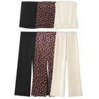 Elegant Satin Two Piece Set With Off Shoulder Top And High Waist Trousers