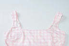 Gingham Square Neck A-Line Midi Dress With Pockets