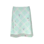 Sweet Vintage Elegant Floral Plaid Skirt In Green With Mesh Detail