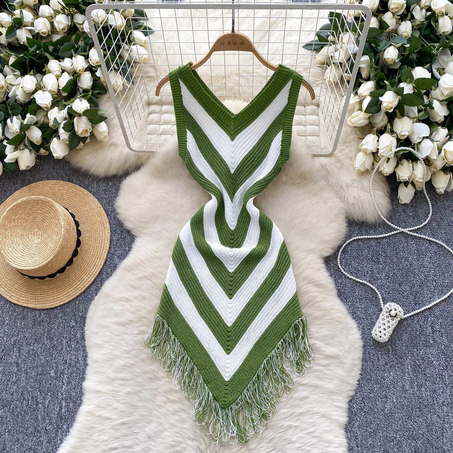 Knitted Mini Dress With Irregular Hem