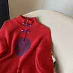 Vintage Knit Sweater With V Neck And Loose Fit