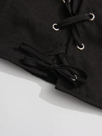 Square Neck And Lace Up Detail Sleeveless Tunic Top