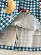 Retro Fruit Plaid Mini Skirt With Button Detail A Line