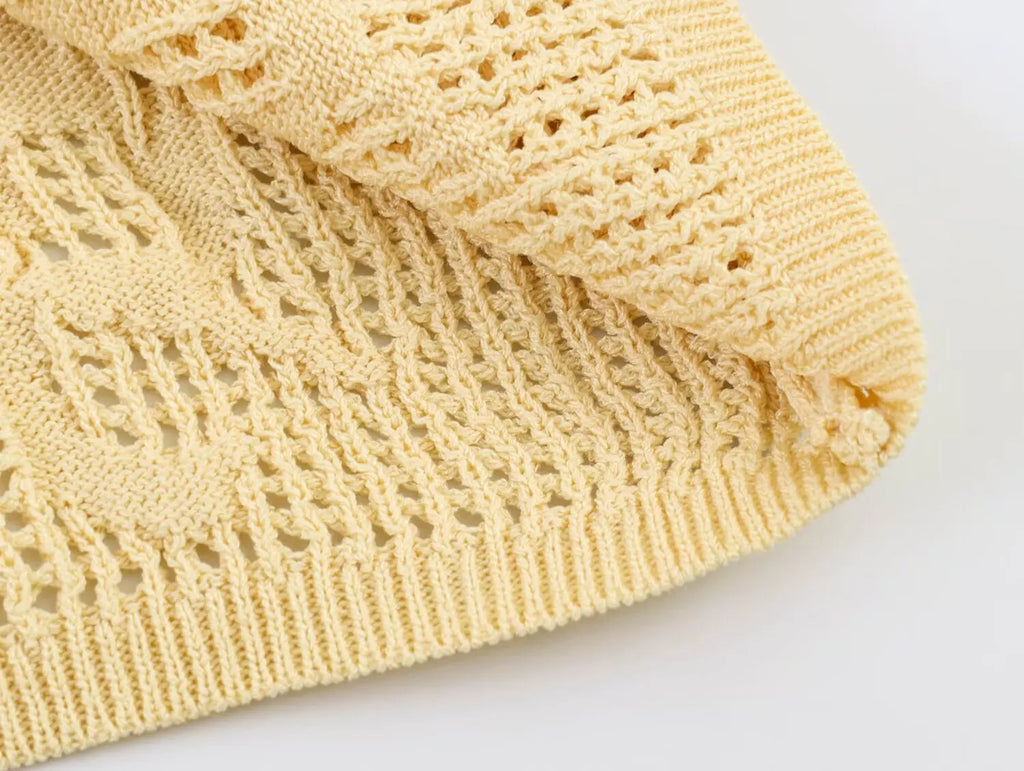 Women Knitted Fashion Short Sleeved Cardigan Top Single Breasted