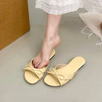 Butterfly Knot Open Toe Slides For Women Non Slip Flats