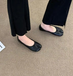 Tabi Style Leather Flats For Women Cozy Split Toe Slip On Shoes