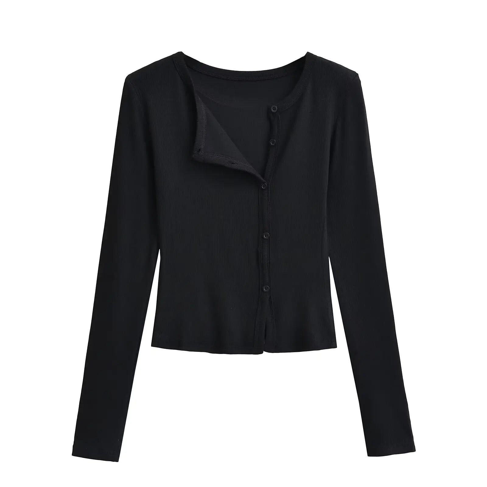 Knit Cardigan With Subtle Side Button Details
