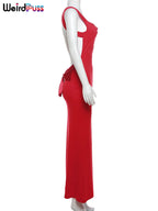 Chic Backless Maxi Dress With Bow Lace Up Details For Evening