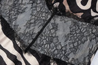 Zebra Print Maxi Dress With Lace Patchwork And Backless Slit l