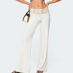 Crochet Knit Pants With Wide Leg And Elastic Waist Hollow Out