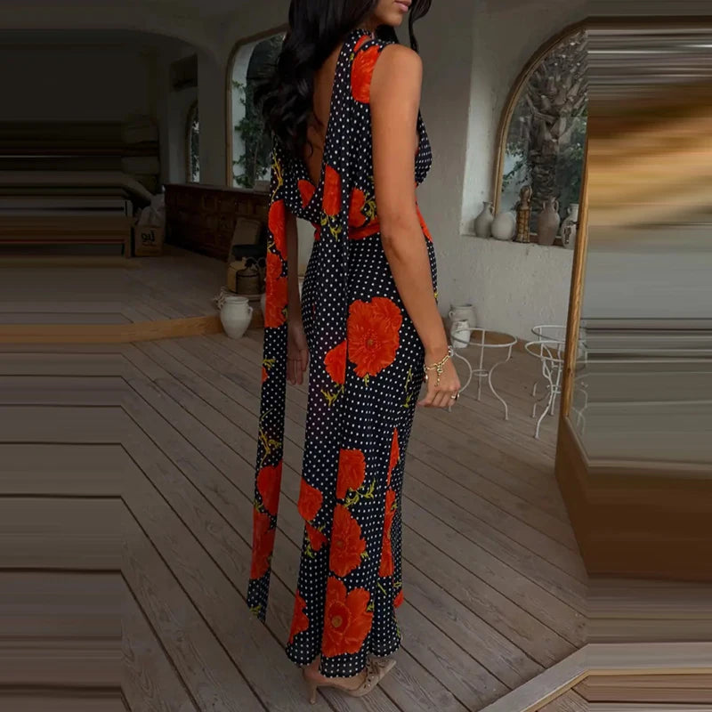 Sexy Halter Cutout Dress With Pleated Hollow Out Details