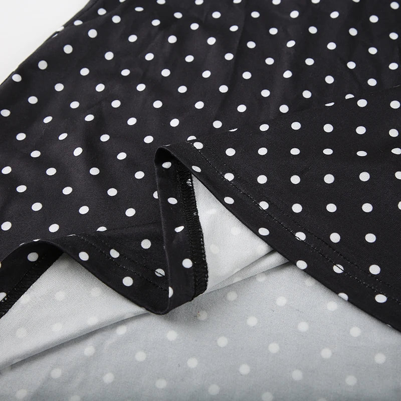 Polka Dot Halter Dress For Women Backless Mini
