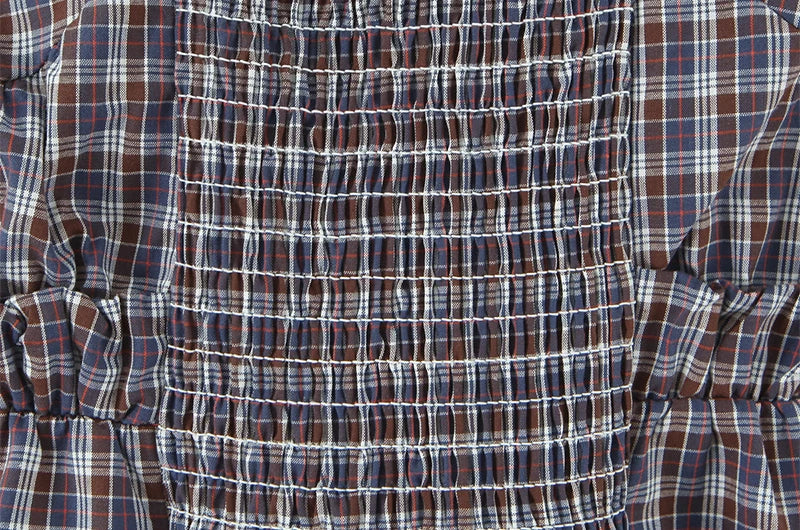 Sweet Plaid Chic Single Breasted Cropped Tops French Square Collar Puff Sleeve Blouse