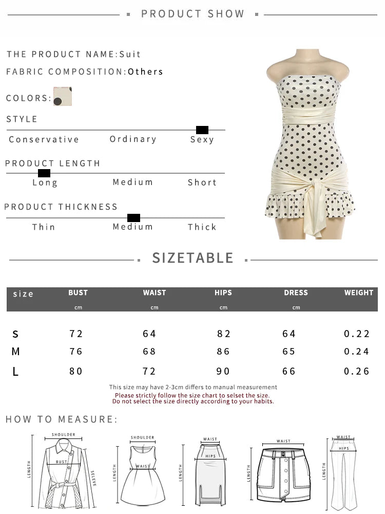 White Polka Dot Strapless Backless Tassel Bodycon Mini Dress