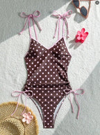 Dot Print two piece Bikini Set With Halter Neck Spaghetti Straps