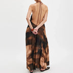 Backless Tie Dye Maxi Beach Dress With Halter Neck