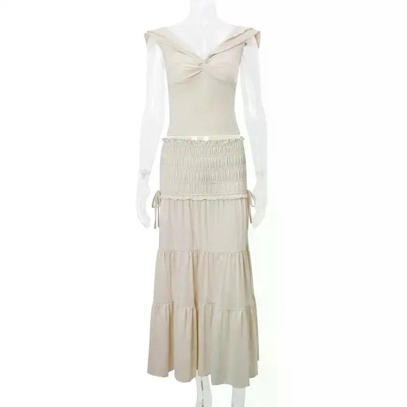 Ruffle 2 Piece Set Women Outfit Crop Top And Skirt Sets