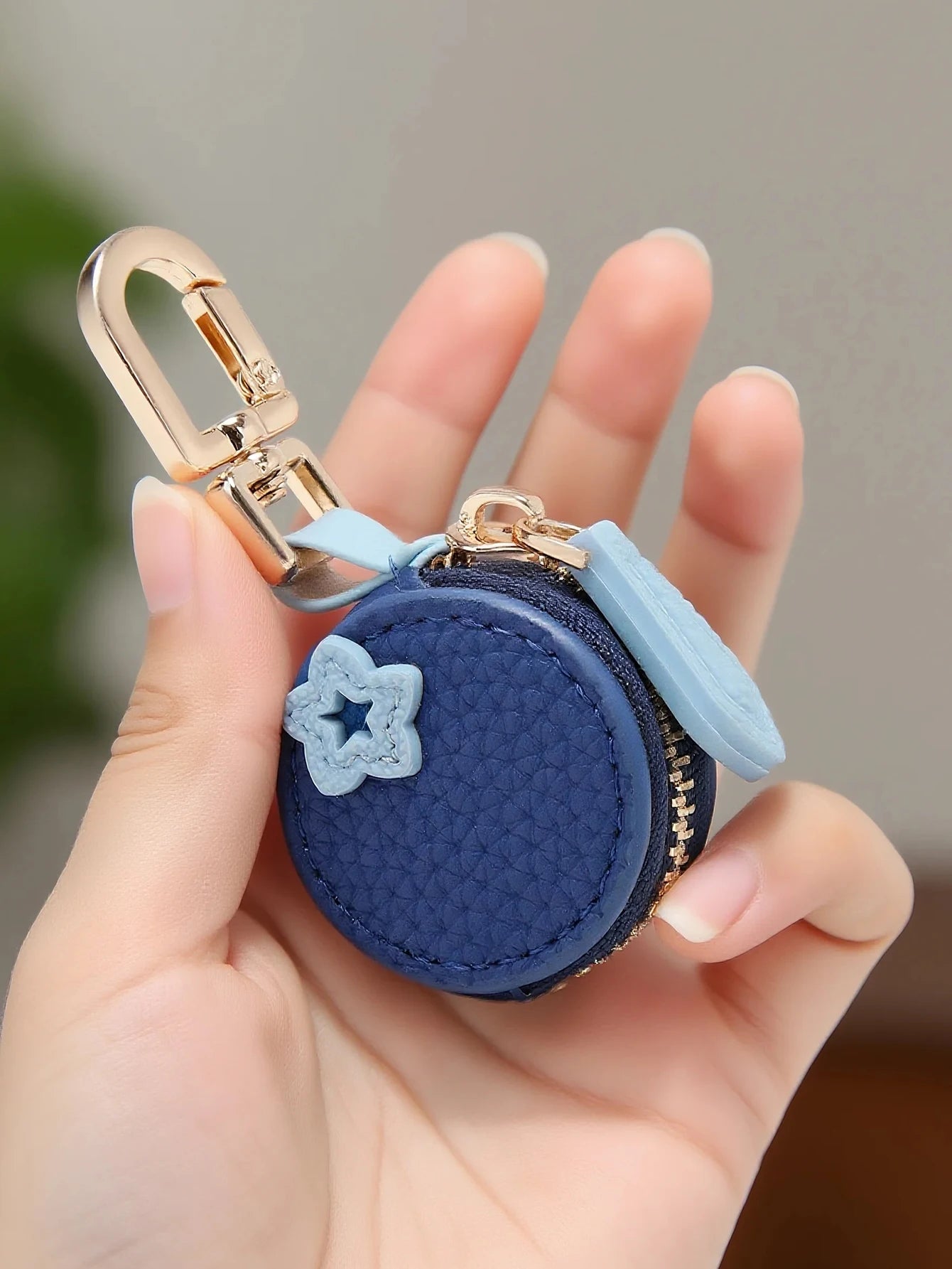 Mini Blueberry PU Leather Pendant Coin Purse Keychain Charm