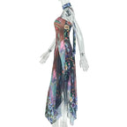 Floral Halter Maxi Set With Backless Design