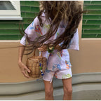 Dreamy Abstract Print Camp Collar Shirt And Shorts Matching Set