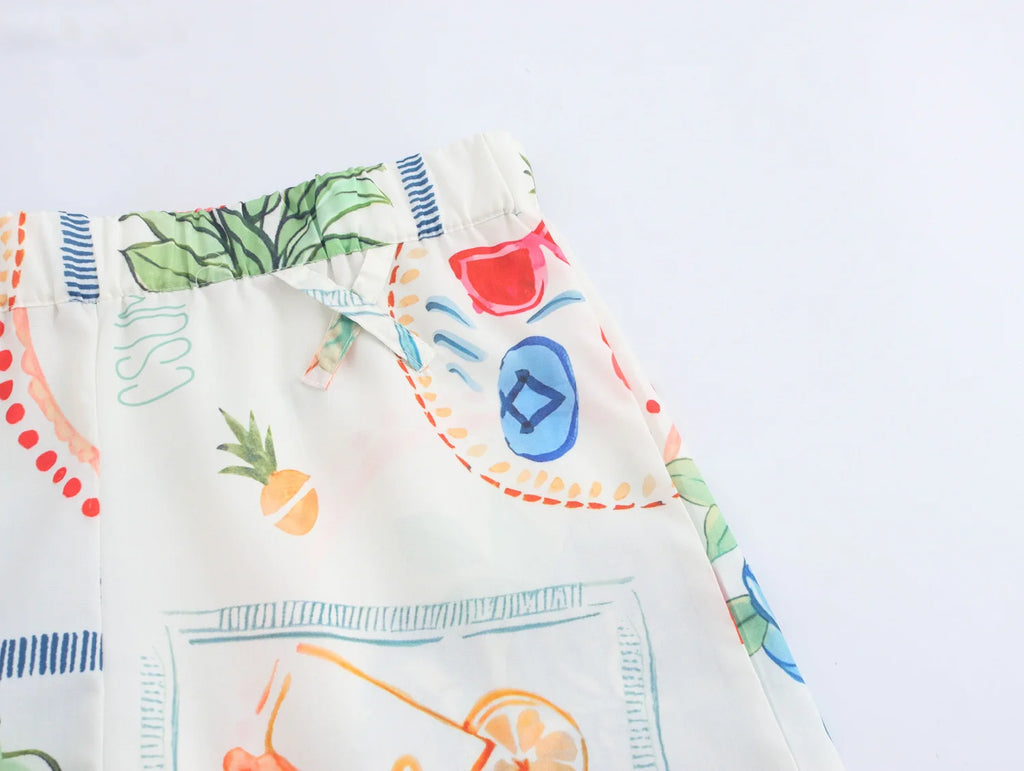 Plant Print Camisole And Shorts Set