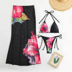 Flowers Printed With Skirt Halter Bikini Three-pieces Bikini set