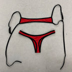 Y2K Retro Contrast Color Bikini With Backless Design And Adjustable Straps For Summer Beachwear
