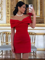 Bow Strapless Mini Backless Bodycon Dress