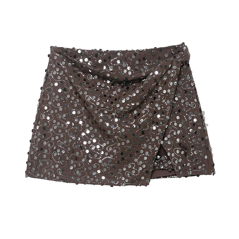 Glam Sequin High Waisted Mini Skirt