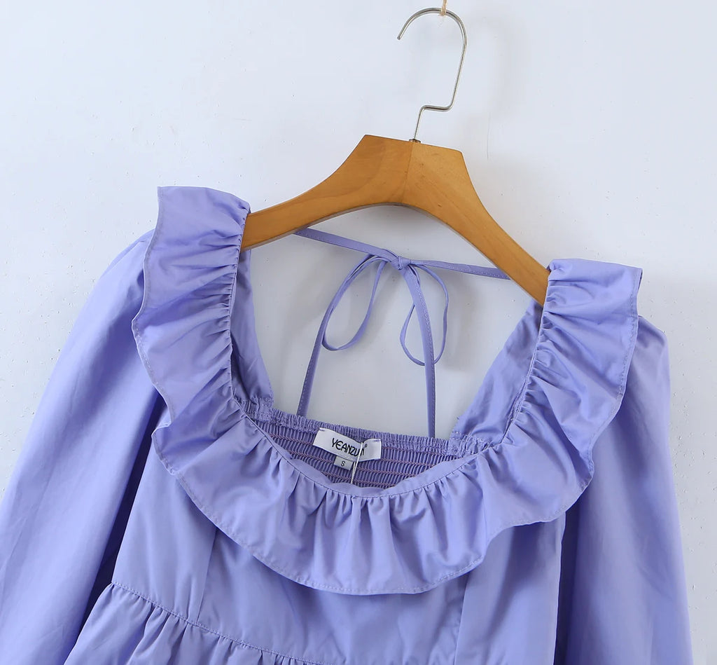 Soft Ruffle Blouse With Long Sleeves