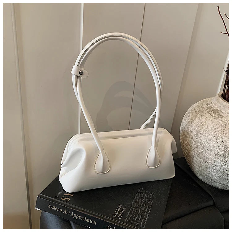 Underarm Bag Solid Color PU Shoulder Handbag