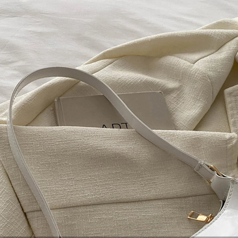 Retro Solid PU Leather Shoulder Bag For Women Chic Casual Hobo