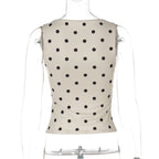 Polka Dot O Neck Crop Tank For Women