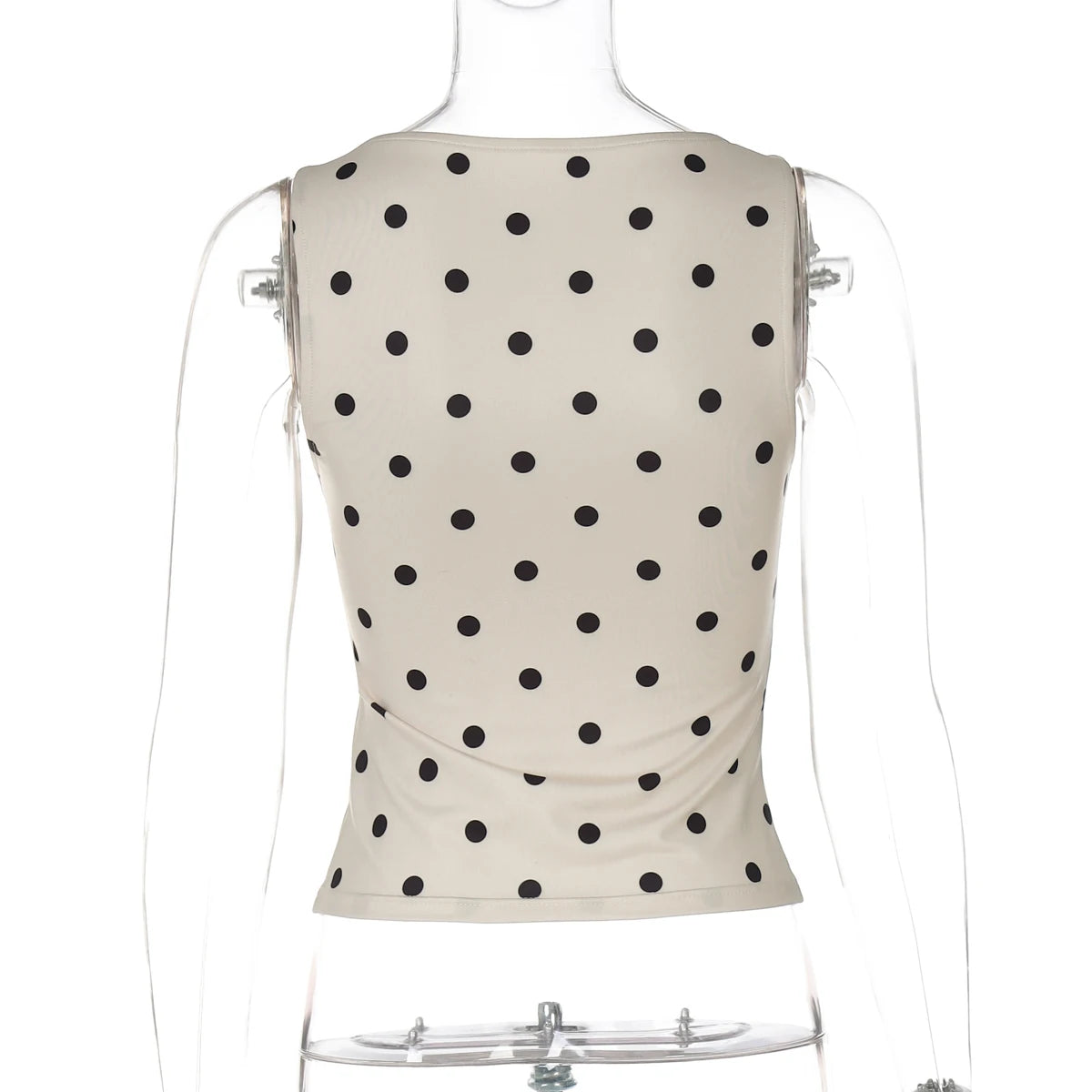Polka Dot O Neck Crop Tank For Women