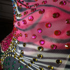 Plus Size Glam Night Sheer Mesh Dress With Colorful Rhinestones