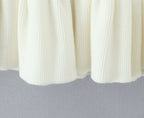Y2K Women Roll Down Rib Knitted Hem Ruched Pleated Mini Skirt Elastic Waist Hips A-line Skirt