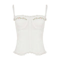 French Embroidered Flower Halter Corset Sexy Slim Top