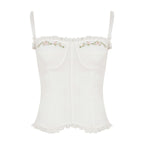 French Embroidered Flower Halter Corset Sexy Slim Top