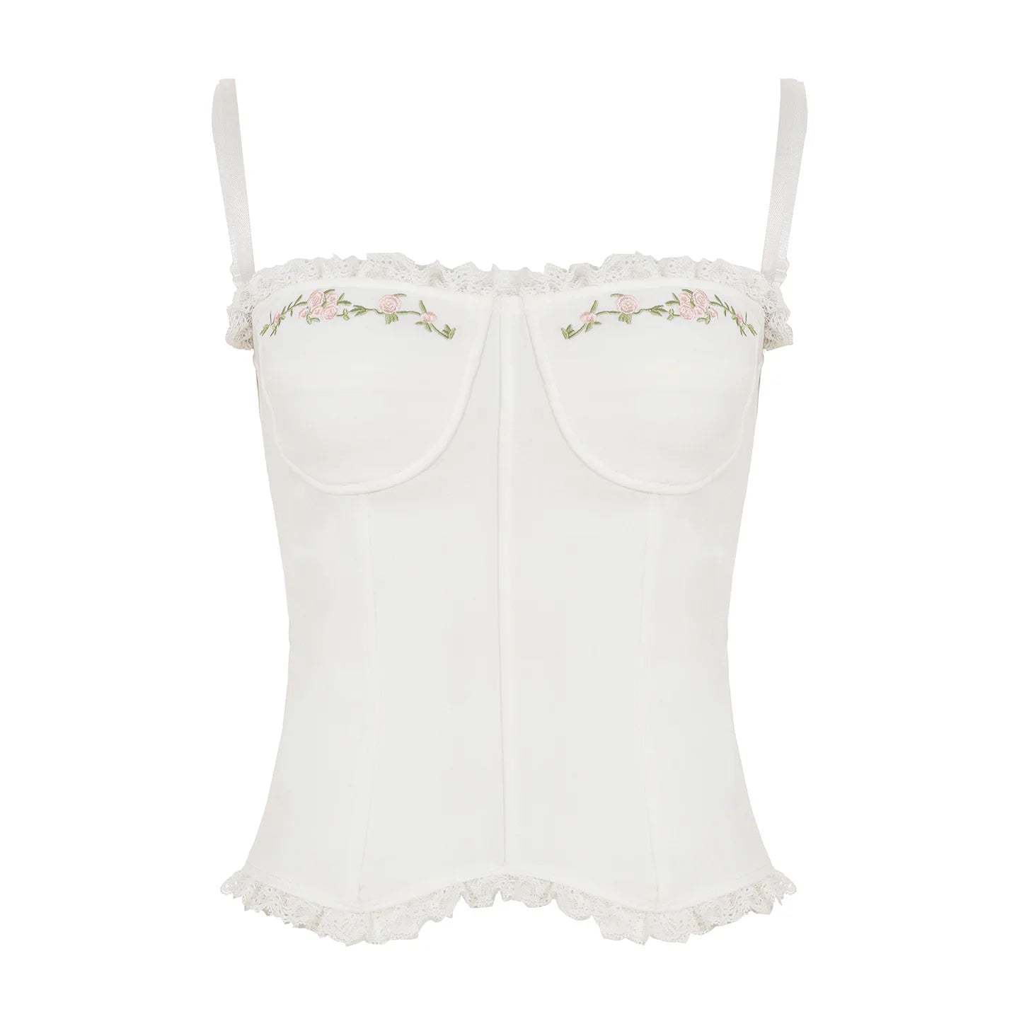 French Embroidered Flower Halter Corset Sexy Slim Top