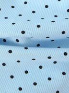 Dreamy Blue Polka Dot Puff Sleeve With Cutout Lace Trim