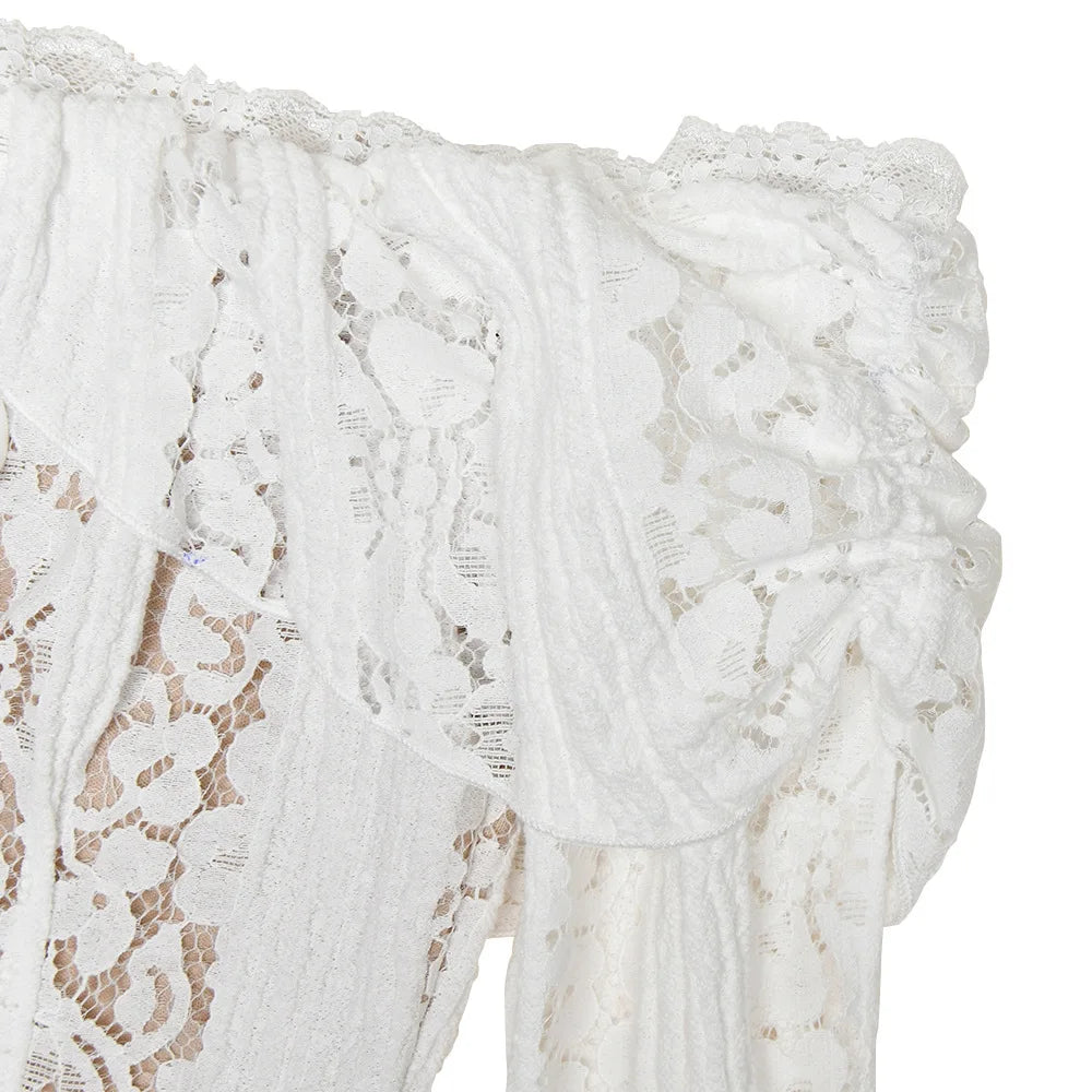 Lace Evening Dress Sleeve Elegant Party Gown